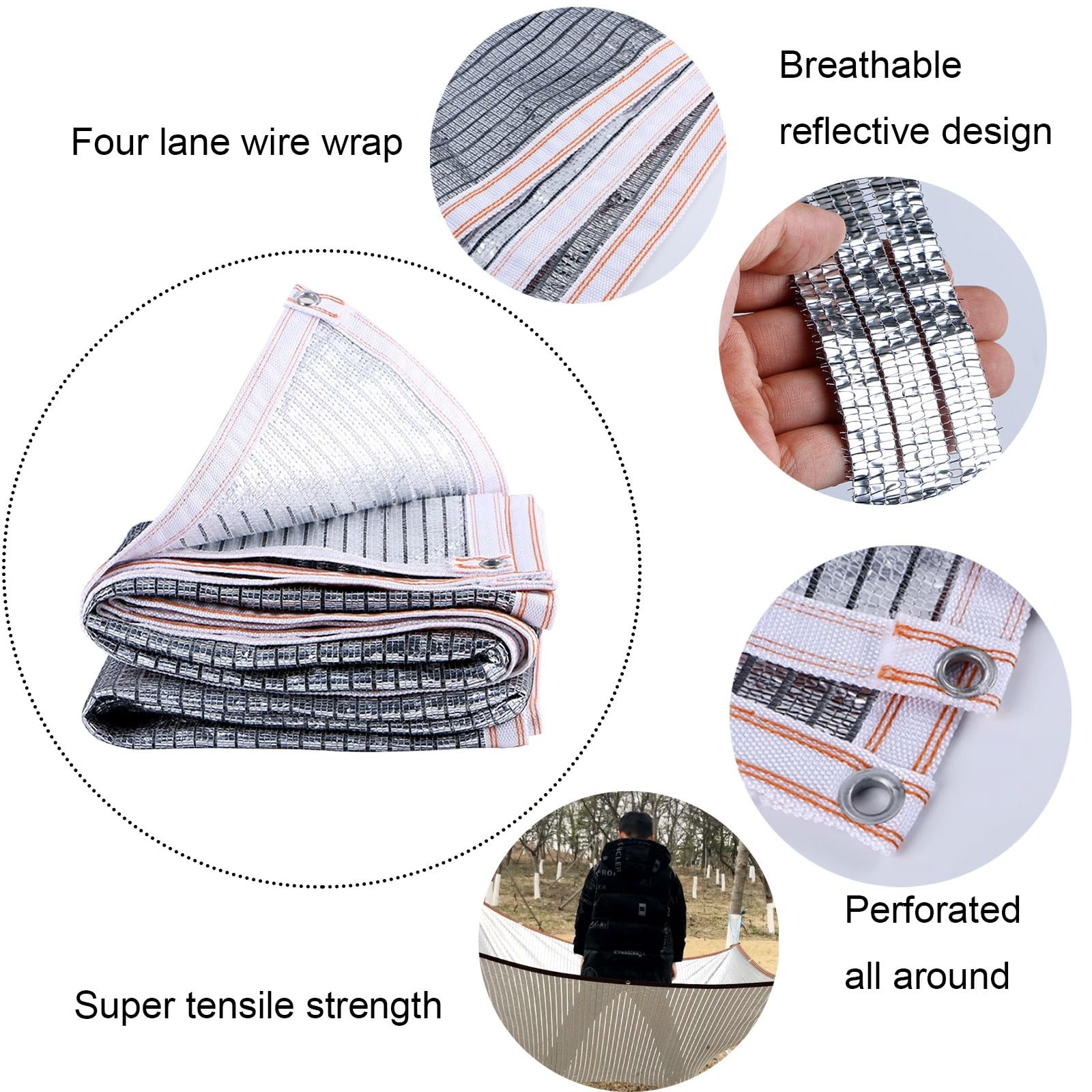 V3VOGUE Filet D'ombrage pour Toiture De Véranda, Voile D'ombrage Exterieur, 1x2m 3x4m Aluminetfoil Réfléchissant Toile D'ombrage, Respirant, pour Pergola,Jardin,Plantes Fleurs Auvent