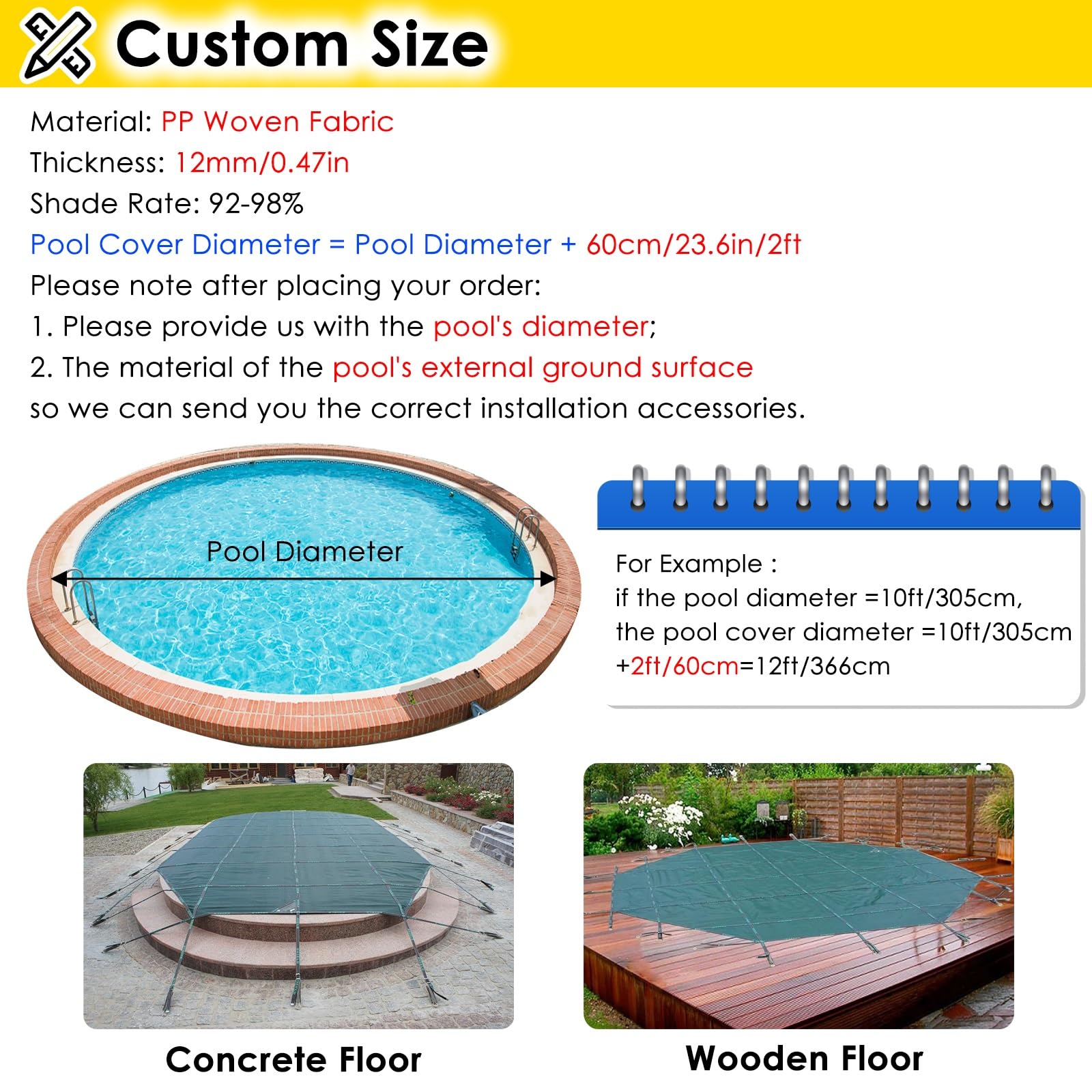 Piscinas Cobertor Cubierta Cobertor Funda Cubierta de Piscina de Invierno para niños, Redonda, Cubiertas de Seguridad para Piscinas enterradas con Anclajes de instalación, Verde Oscuro(8.5m(28'))