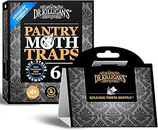 Dr. Killigan's Premium Pantry Food Moth Traps | Moth Killer | Safe, Non-Toxic Moth Catcher with No Insecticides | How to Get Rid of Moths in Your Kitchen | Organic (6, Black)