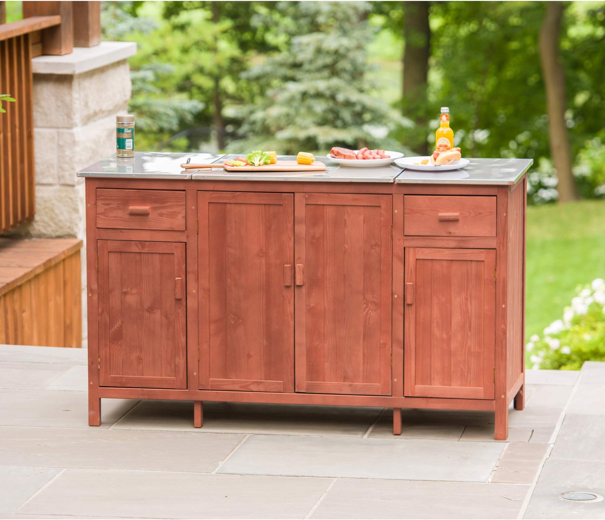 Leisure Season BS1536-M Buffet Server Compartment Outdoor-Kitchen-Cooler-Bins, Medium Brown
