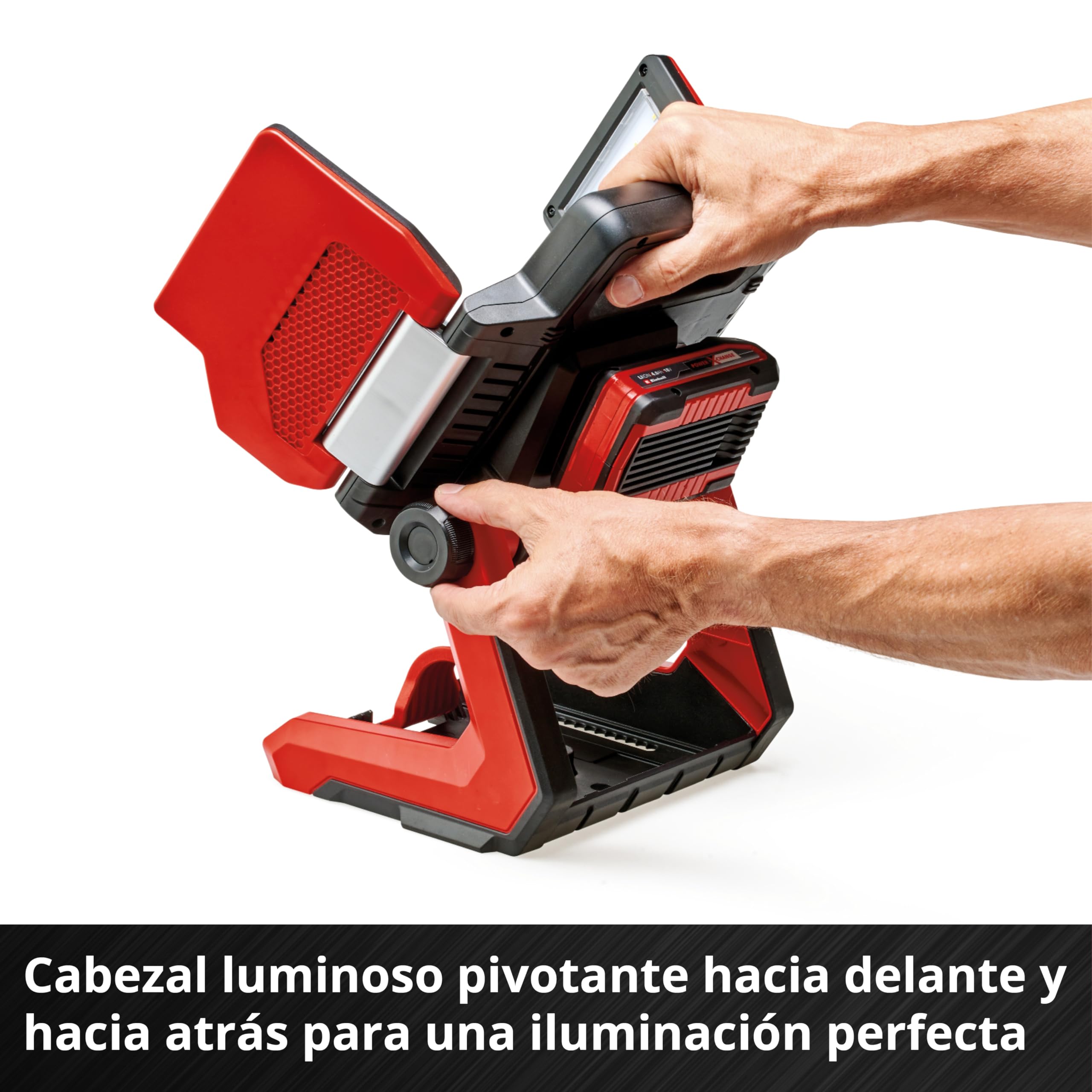 Einhell Professional Lámpara con batería TP-CL 18/3000 Li Set-Solo | PXC | 18 V | 3000 lm regulable | 5700 K | cabezal iluminación pivotante | paneles luminosos plegables | trípode | sin batería