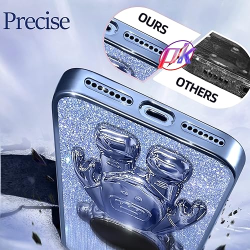 Miniatura 5 de Buleens Funda para iPhone 78 Plus, para mujeres y niñas, diseño de astronauta, transparente, con purpurina, con soporte, bonita cubierta brillante