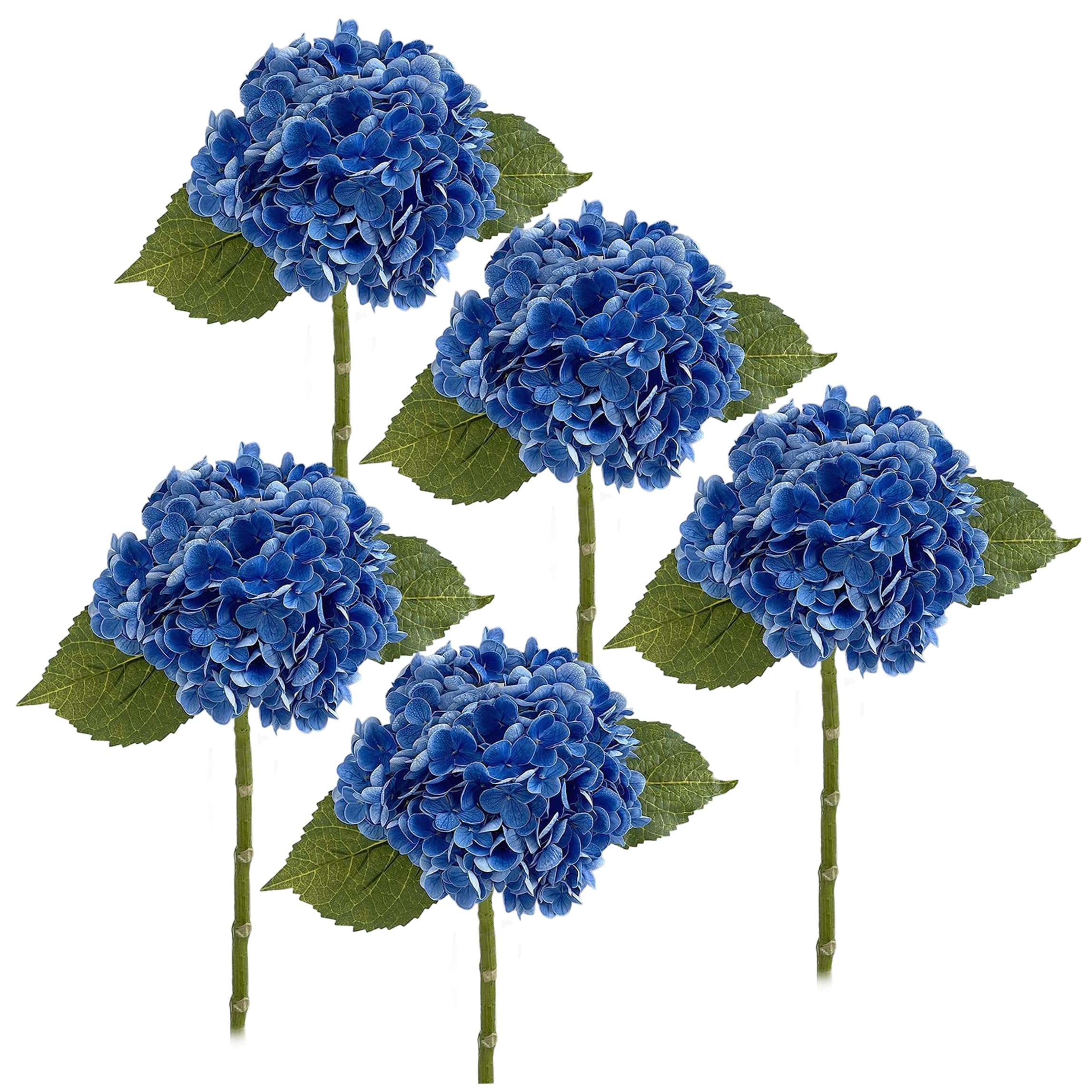 Sjfbebsy Artificial Hydrangea Flowers, 5Pcs Realistic Outdoor Hydrangea Uv Resistant Artificial Flowers for Porch, Garden, Yard, Wedding, Home Decor, Dark Blue | Blue