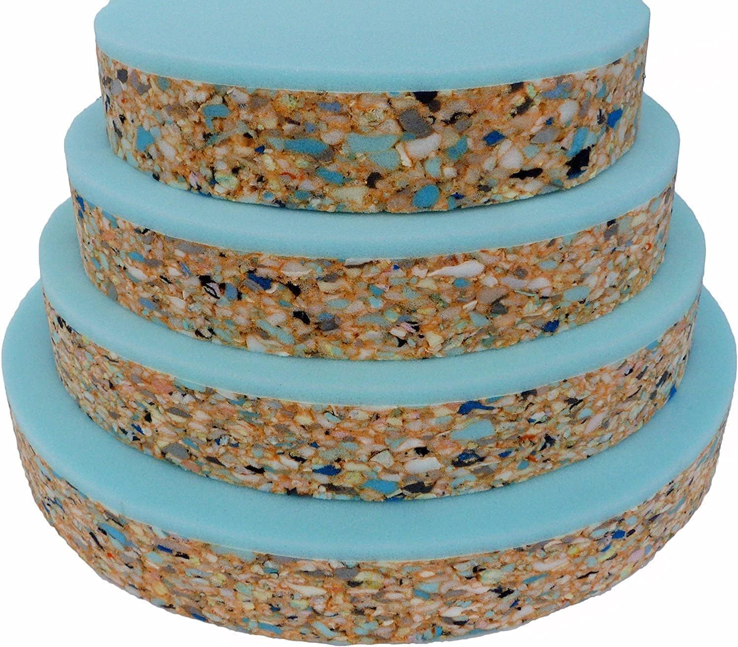 High Density Ultra Firm Recon Foam with High Density Bonded Blue Round Upholstery Foam for Seat Cushion Bar Seats Layer Pads 2.5-Inch-Thick Cut to Size (17" x 17")