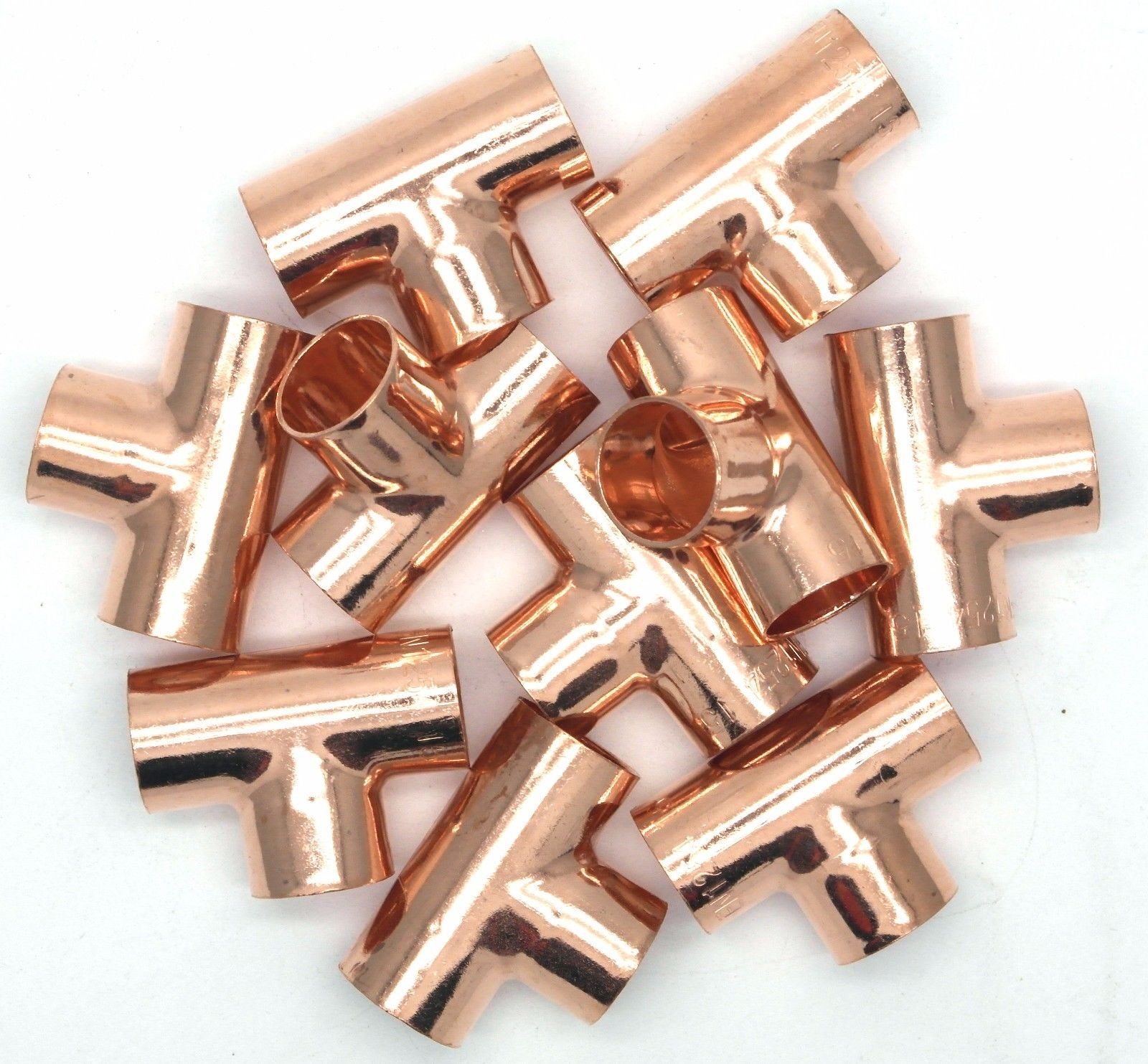 15mm End Feed Copper 3 Way T 1 x Pack of 10