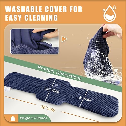 Miniatura 3 de UNCN Almohadilla térmica de cuello con funda lavable de 29 x 6.6 pulgadas para aliviar el dolor de cuello y hombros, envolturas para microondas,