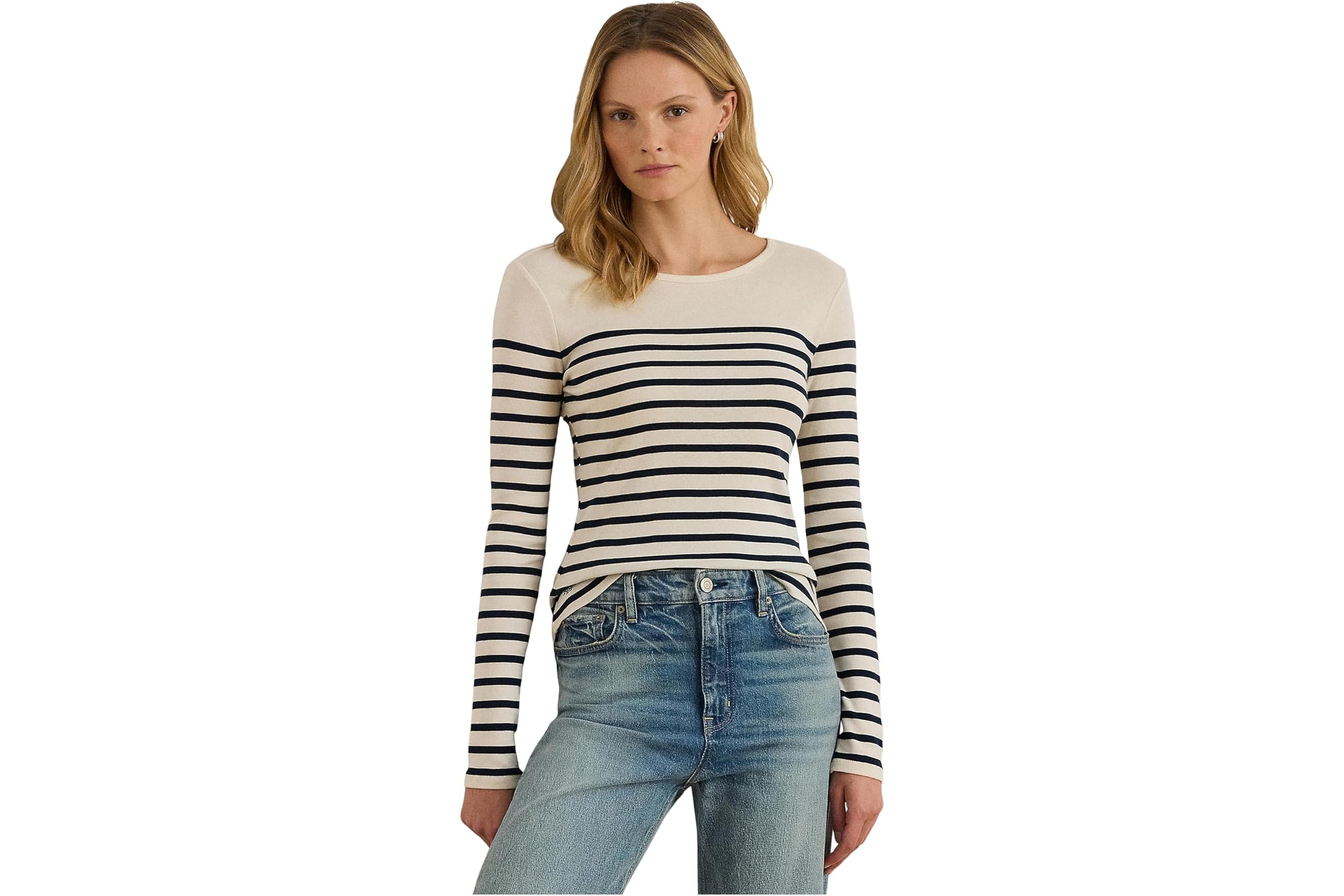 Lauren Ralph Lauren Petite Striped Cotton Long-Sleeve Tee