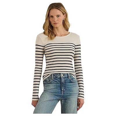 Lauren Ralph Lauren Striped Cotton Long Sleeve T Shirts Women