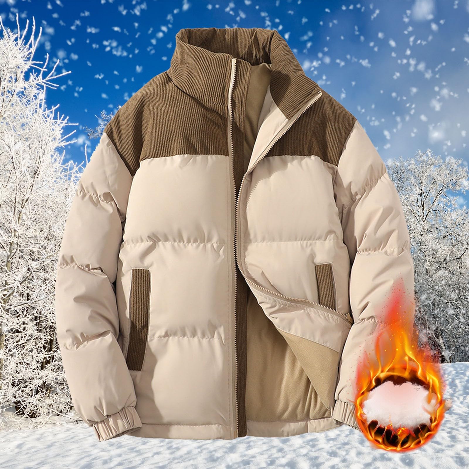 Piumini invernali per le donne UK: colletto alla coreana giacca trapuntata leggera in velluto a coste piumino con cerniera a maniche lunghe giacche casual tinta unita plus size piumino con tasche