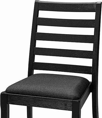 Miniatura 9 de X1P6T24 Silla de comedor con tela de poliéster negro y respaldo tapizado, alambre cepillado acabado negro,