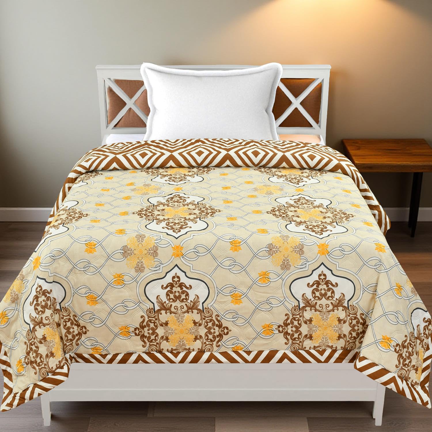 Premium Ultrasonic Comforter Single Bed, Reversible Microfiber, Quilt, AC Blanket, Dohar Single Bed Mustard Yellow,-image-5