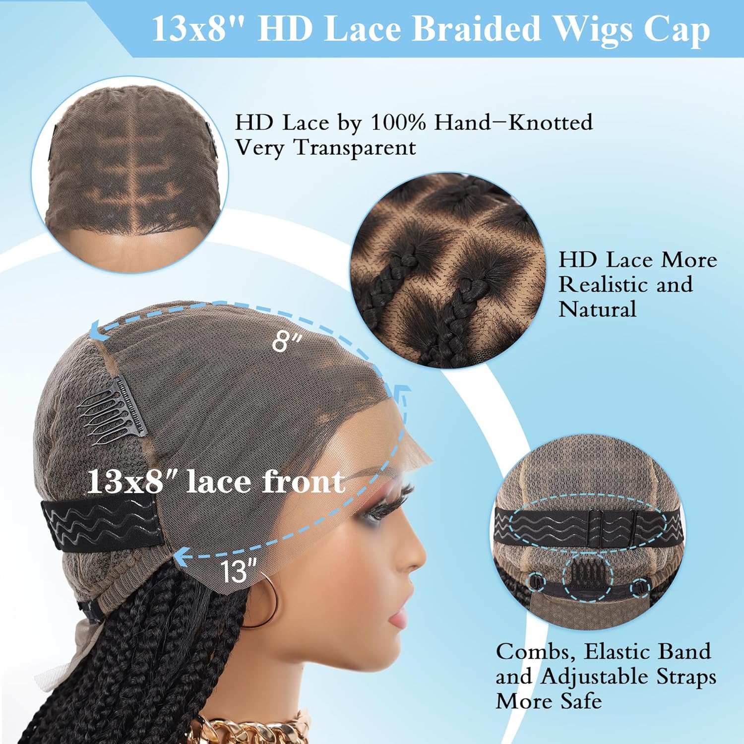 Short Boho Braided Wigs Lace Front Knotless Braided Wigs for Black Women Box Braid Wig with Baby Hair Premium Synthetic 13X8 Lace Front Bob Braided Wig, 12 Inches