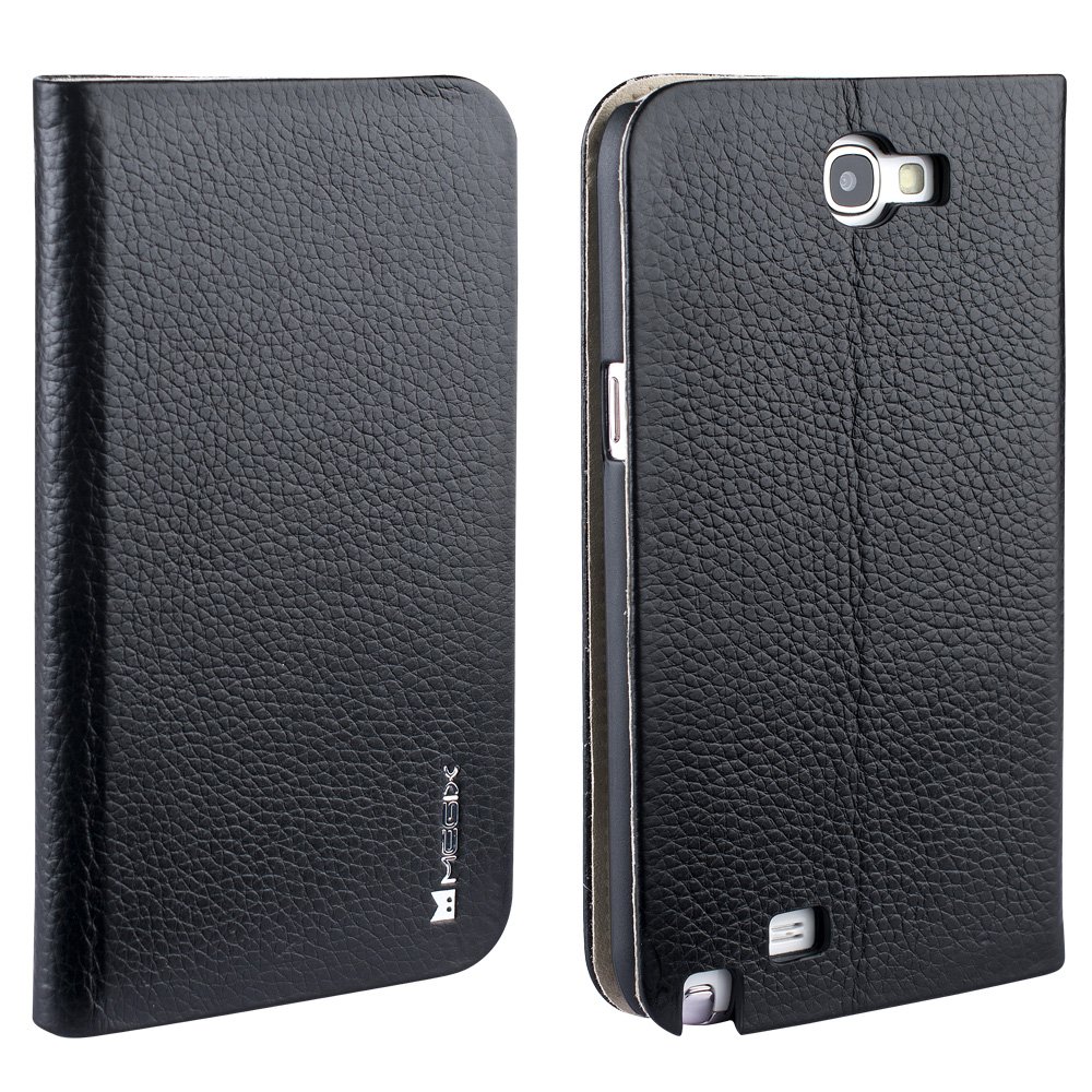 Megix Technology The Noble Series Premium Folio Case for Samsung Galaxy Note 2 - Retail Packaging - Dark Black