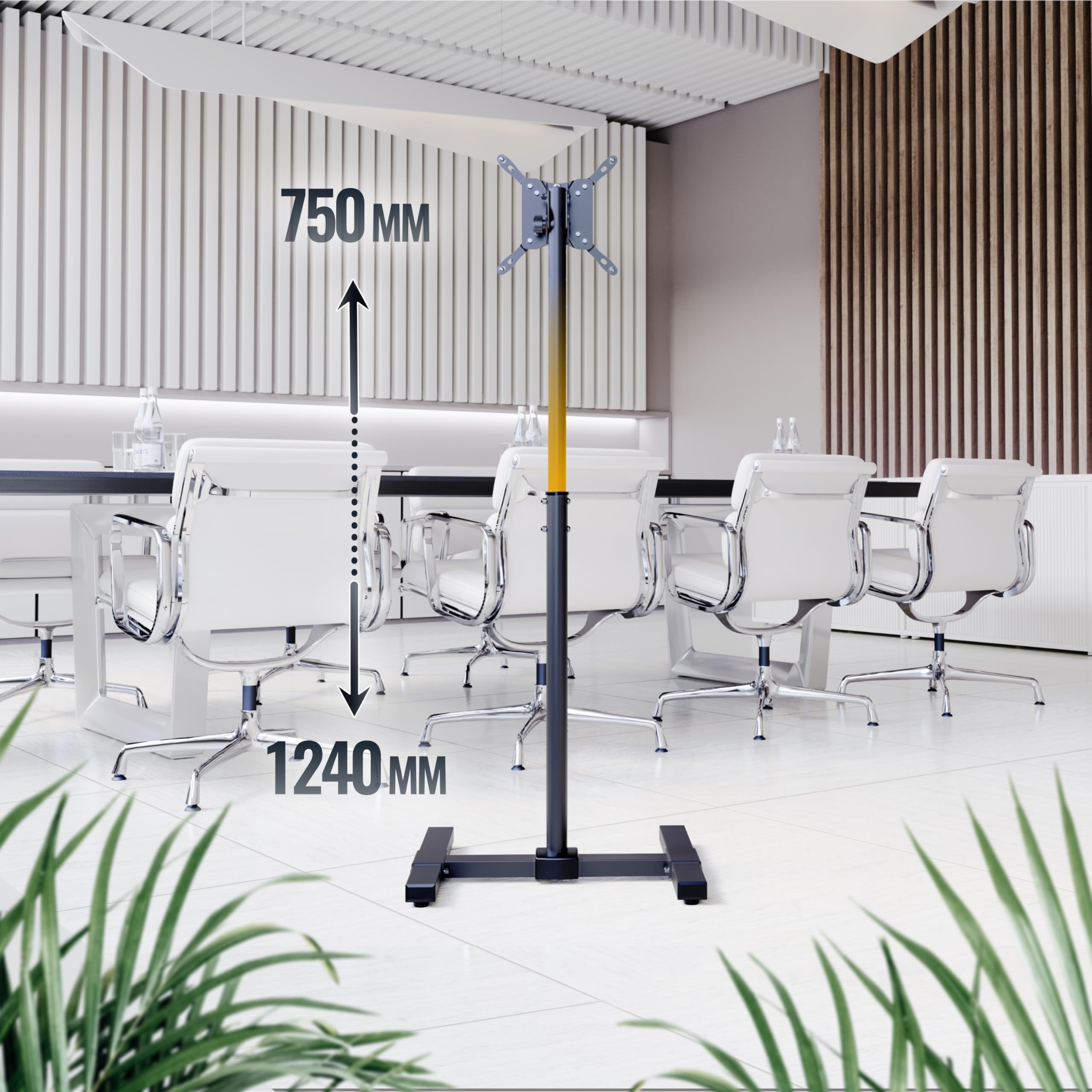 Support TV Sur Roulettes Pour Téléviseurs 19 à 42 Pouces - Hauteur Réglable, Rotation 90°, Inclinaison - Capacité 15 Kg, VESA Jusqu'à 200x200 Mm - 4 Roues Verrouillables
