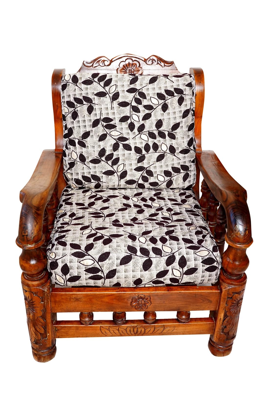Wooden Sofa Zip Cover 3 Seater and 2 Seater Wooden 10 Pcs Set (Coffe Color Leaf)-image-44