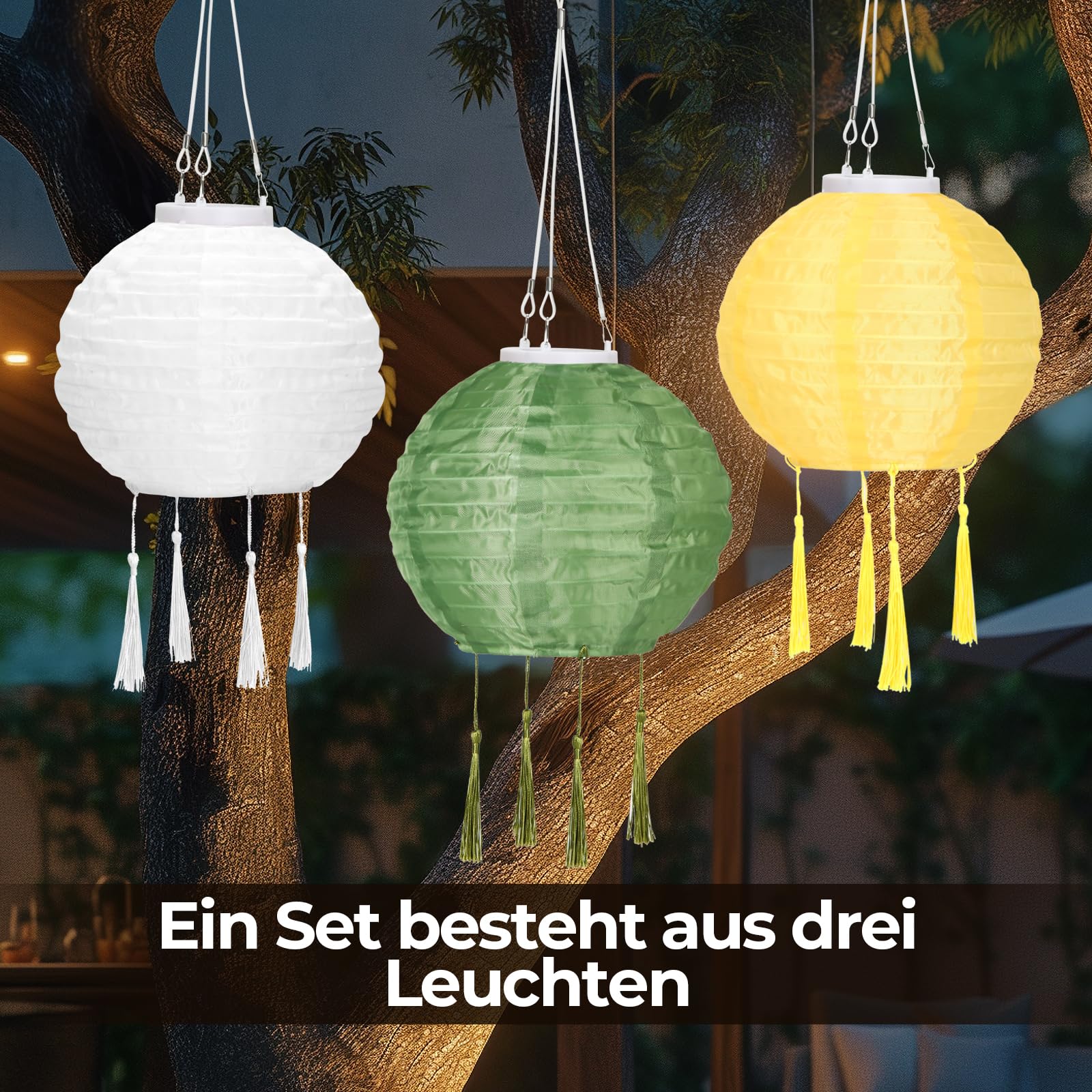 Solar Lampion XXL Weiß 80cm - Wetterfeste Garten Deko Mit 15 LED's