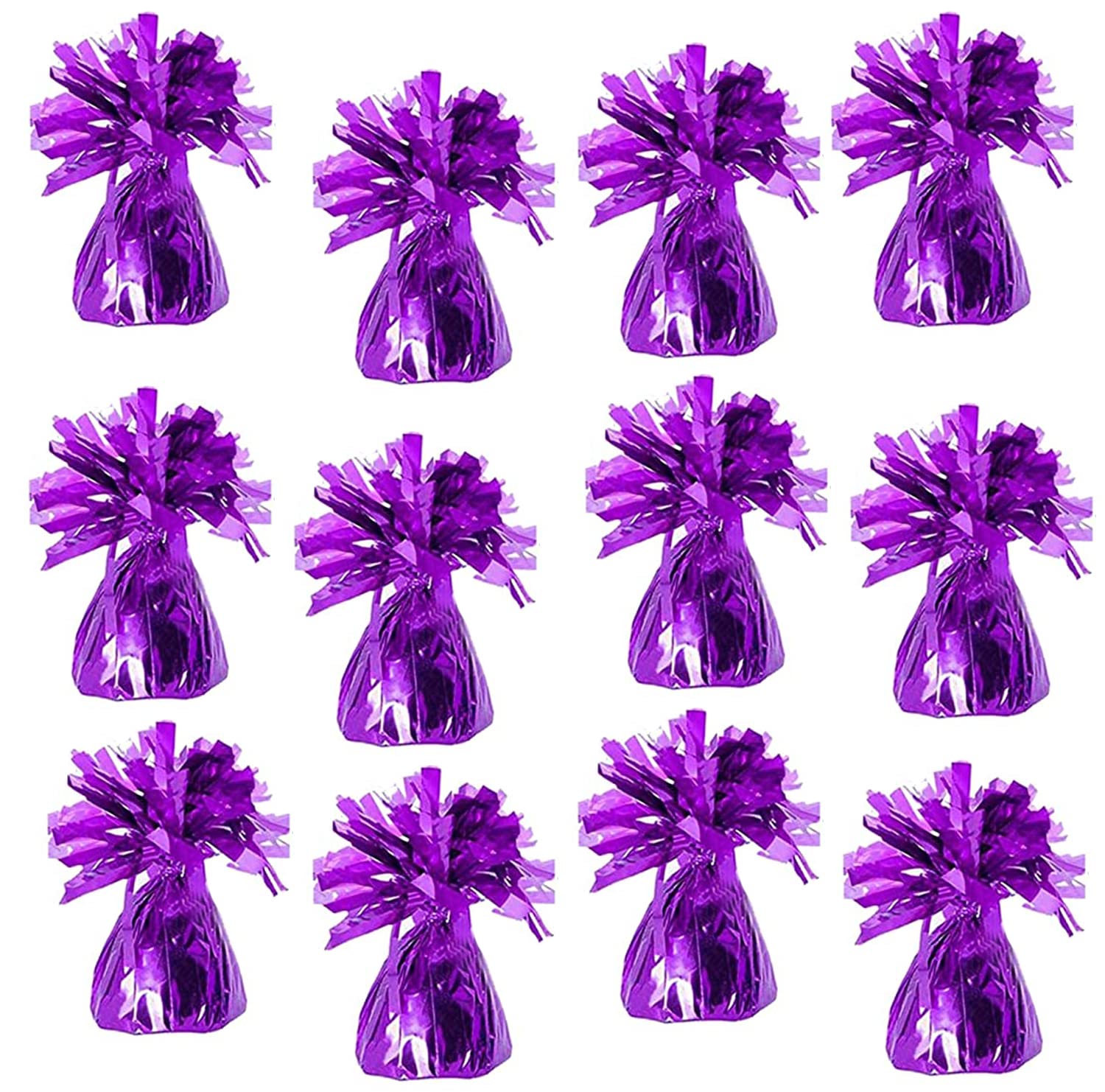 Metallic Balloon Weights, Birthday Party Favors, Novelty and Gag Gifts, 5.5" Inches, 12-Pack (Purple)