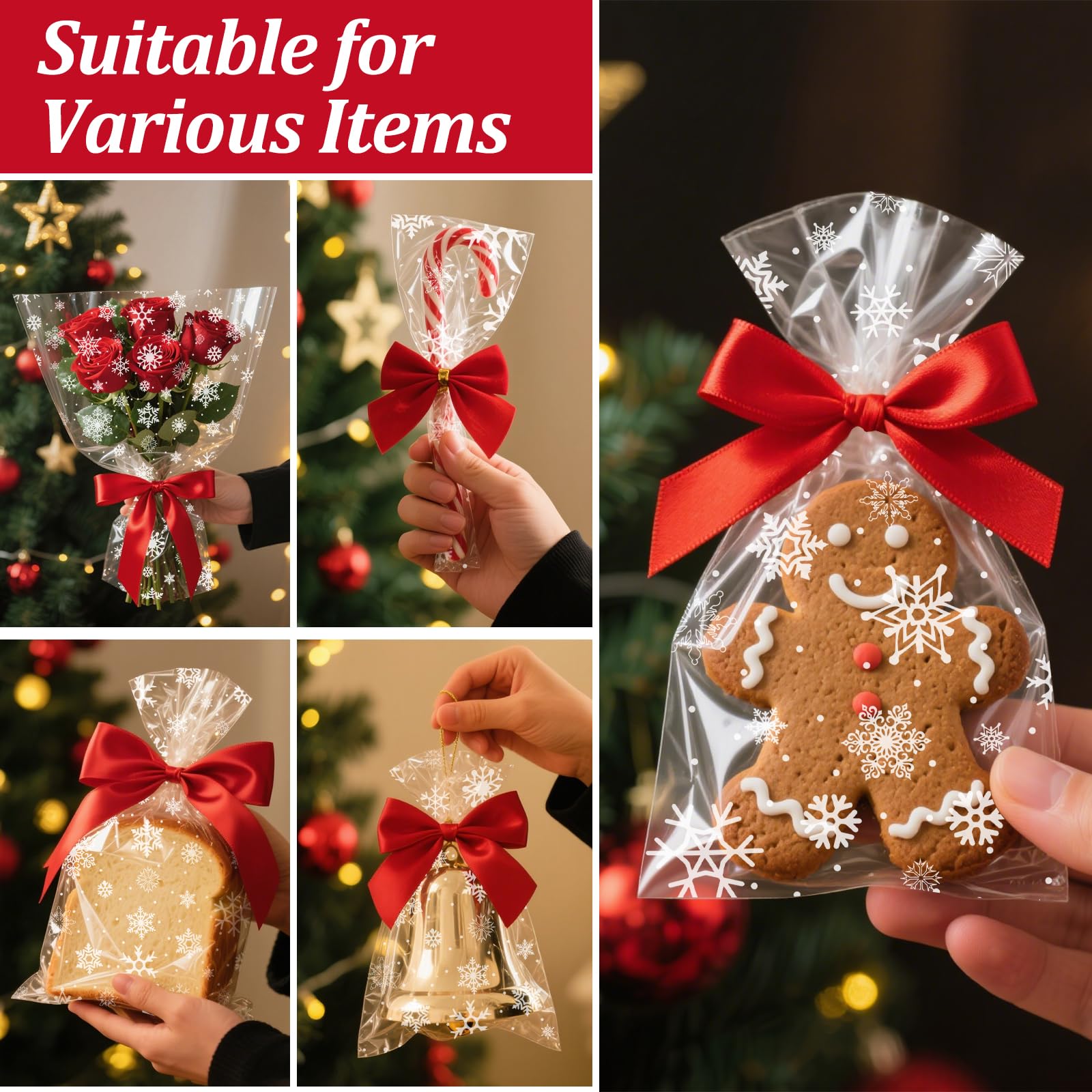 Geschenkfolie Transparent, Schneeflocke Cellophanfolie, 3 Mil Zellophanfolie Rolle, 40CM X 30M Durchsichtiges Geschenkpapier Für Weihnachten Geburtstag Blumen Obst