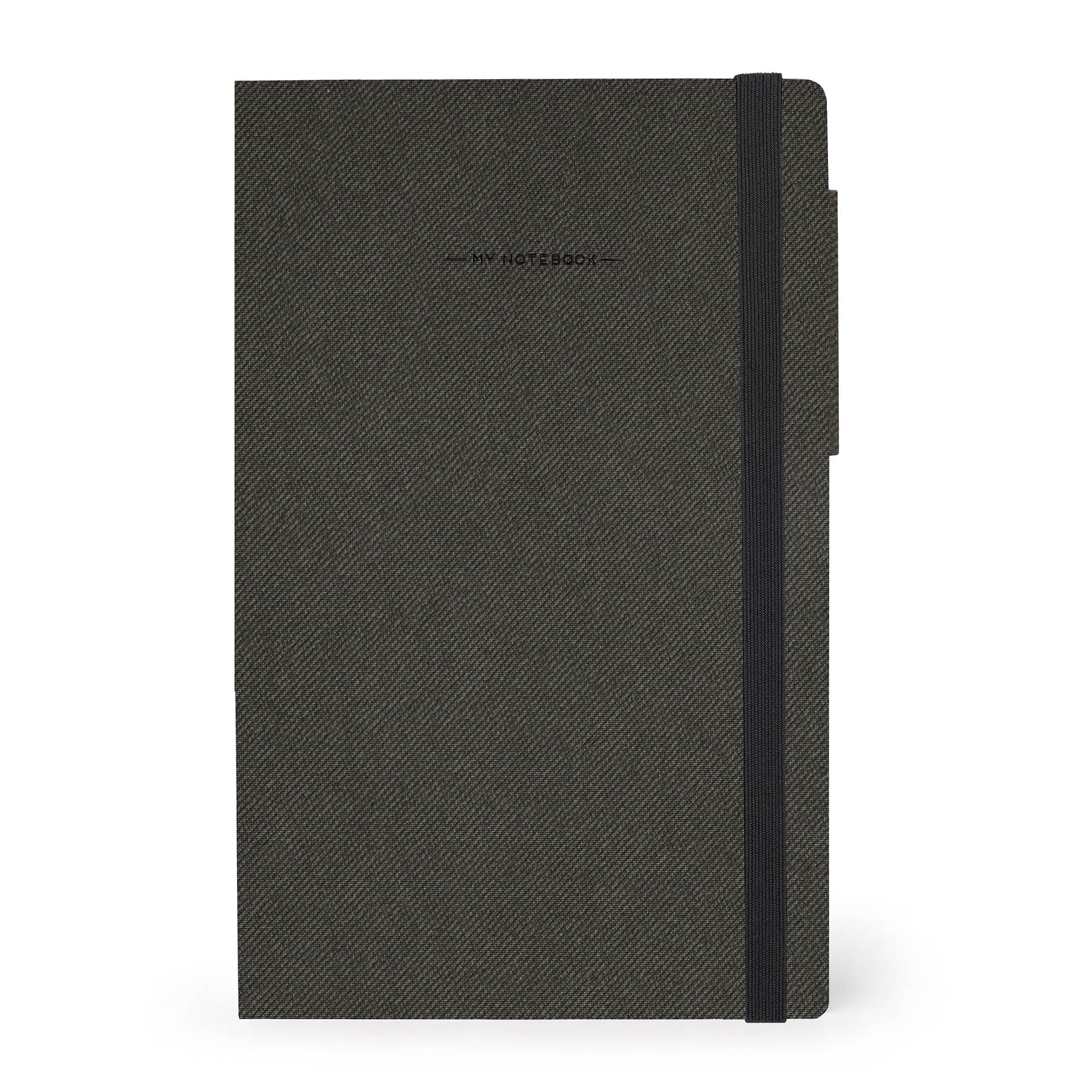 Legami - My Notebook, Deep Graphite, Medium, FSC Certified Paper, 192 Pages, Softcover, Elastic Closure, 13 x 21 cm