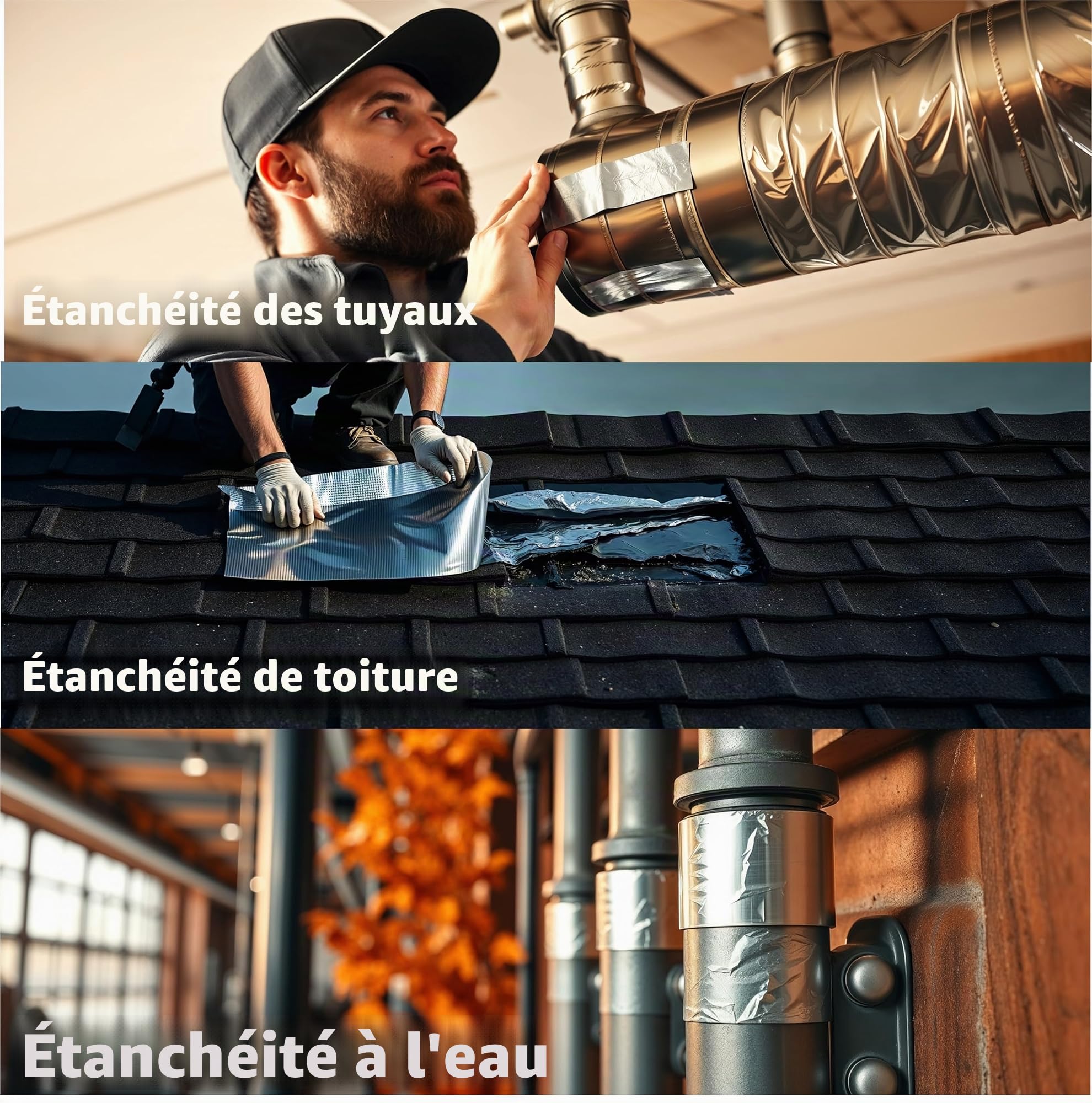 TK Gruppe Timo Klingler Ruban adhésif d'étanchéité en aluminium argenté 25 mètres comme ruban de réparation Ruban adhésif en aluminium résistant à la chaleur et ruban auto-adhésif en aluminium (1x)