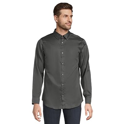 Armani Exchange All Over Print Stretch Cotton Satin Button Down Men