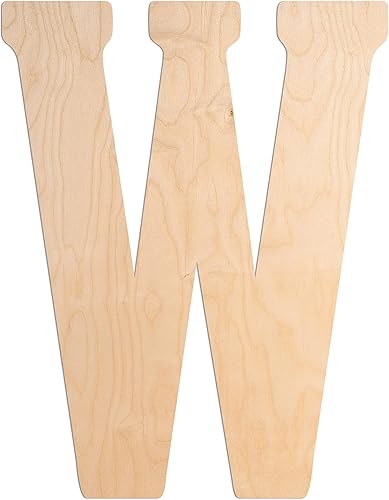 UNFINISHEDWOODCO Letra W de madera con monograma vintage sin terminar de 23 pulgadas. Para tu decoración de bricolaje, como colgador de puerta,