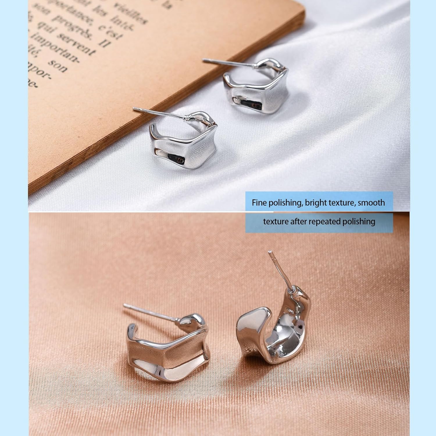 Chunky Gold Hoop Earrings for Women, 14K Gold/Silver Plated Statement Geometric Drop Dangle Earrings Trendy Knot Stud Hypoallergenic Fashionable Gift for Women - Image 3