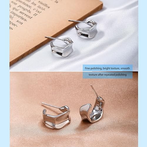 Miniatura 3 de 925 Silver Filled Hoop Earrings, Handmade Hoop Earrings for Women. Lightweight Hypoallergenic Open Hoop Earrings. Suitable for Gift Giving(silver)