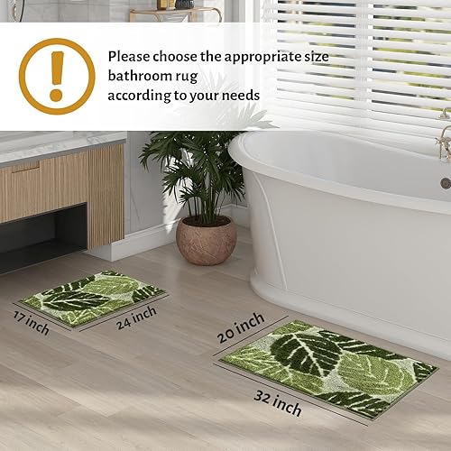 Miniatura 2 de Alfombra de baño antideslizante con planta verde salvia, bonita alfombra de baño absorbente de hojas de Monstera, divertida alfombra de baño