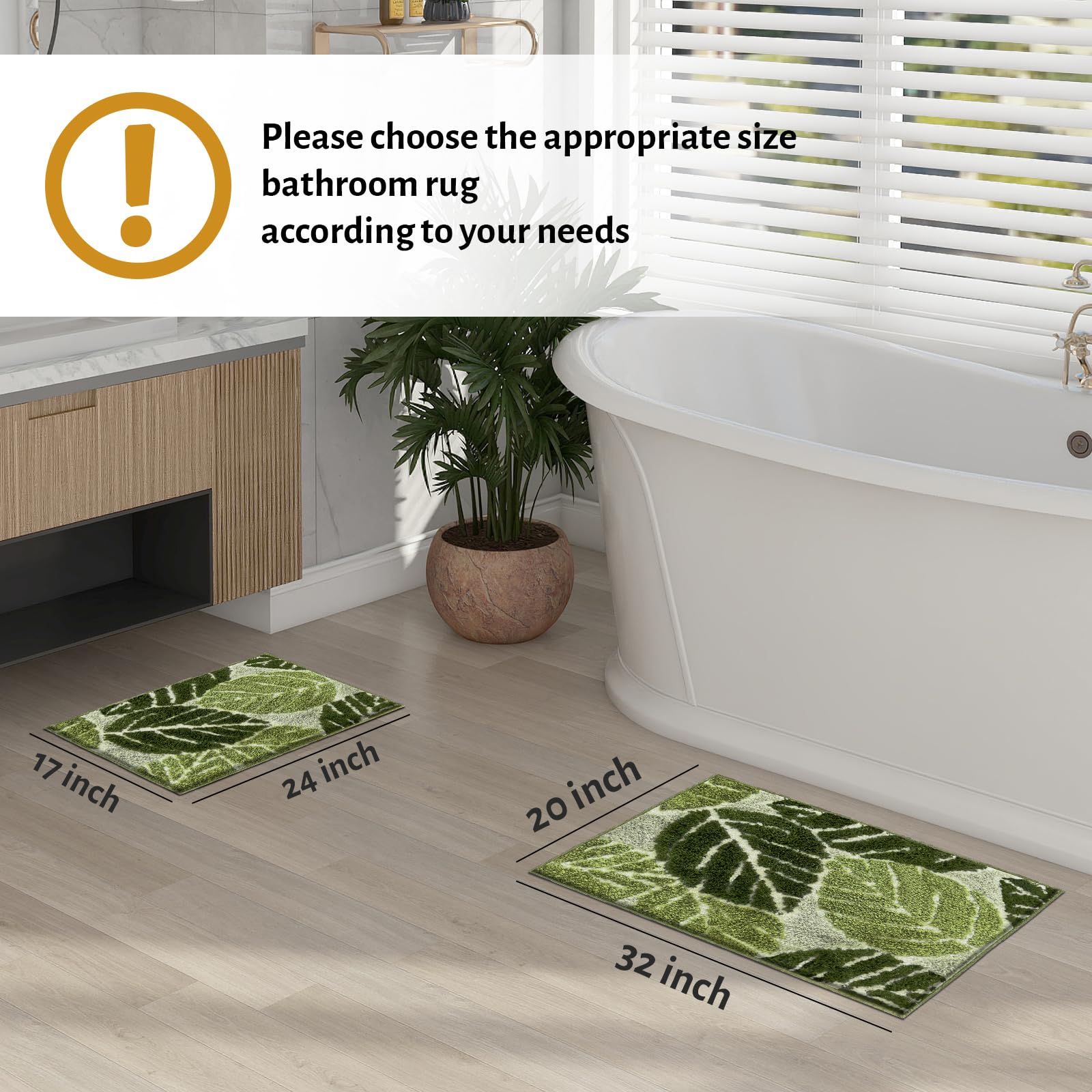 Amazon.de: Witzest Badteppich-Set, Monstera-Bltter, 2-teilig, niedliche  Pflanzen-Badematte, rutschfest, saugfhig, waschbar, Boden-Badematte, 43,2  x 61 cm + 50,8 x 81,3 cm, Salbeigrn