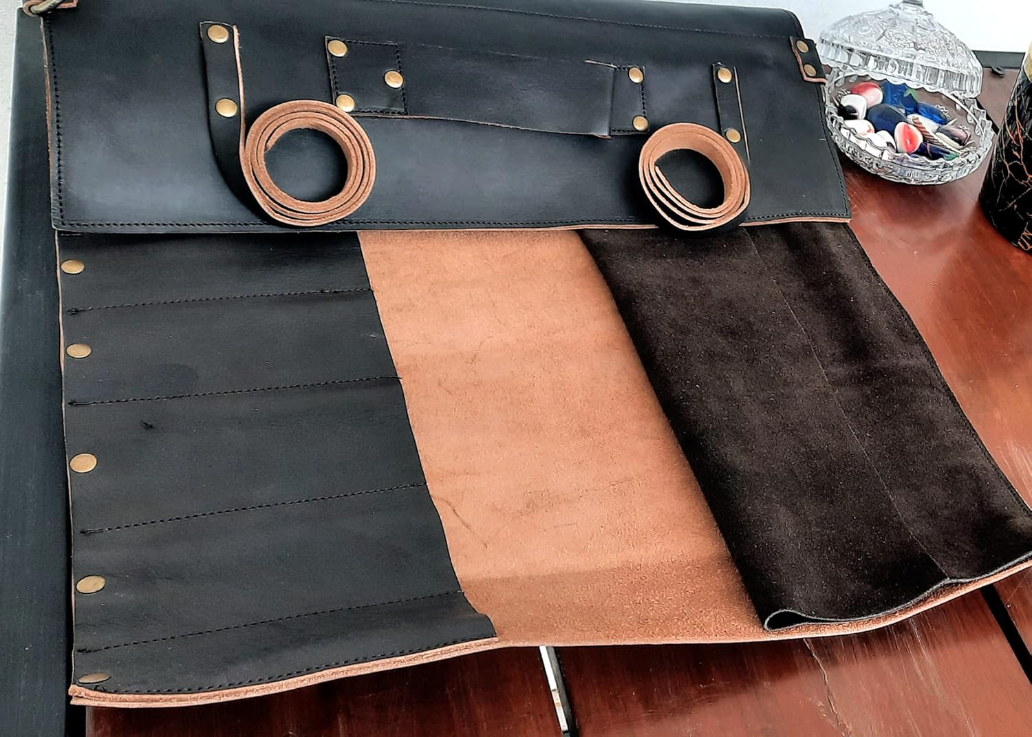 leather knife bag|storage bag organizer|knife roll|chef knife bag|knife bags for chefs|knife roll bags for chefs professional| (BROWN)