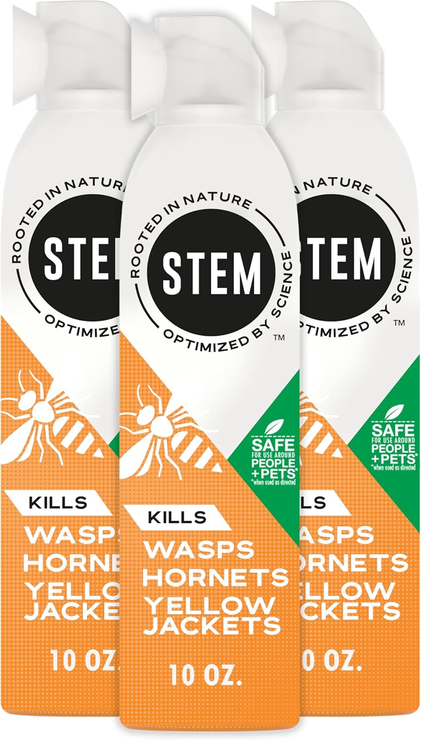Stem Kills Wasps, Hornets And Yellow Jackets: Plant-Based Active Ingredient Bug Spray, Botanical Insecticide For Outdoor Use; 10 fl oz (Pack Of 3)