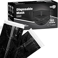Vista 9 de WECARE - Cubrebocas desechable con envoltura individual, juego de 50 máscaras estampadas, 3 capas