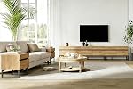 Wampat Modern TV Stand for 110 inch TVs, 3 in 1 Entertainment Center with Storage Cabinets and Metal Base, Media Console for Living Room, Oak