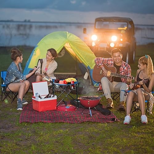 Miniatura 6 de 6 Pcs Camping Chairs with Table Heavy Duty Folding Chairs for Outside Camping Table Lawn Foldable Chair with Cup Holders Storage Bags Portable