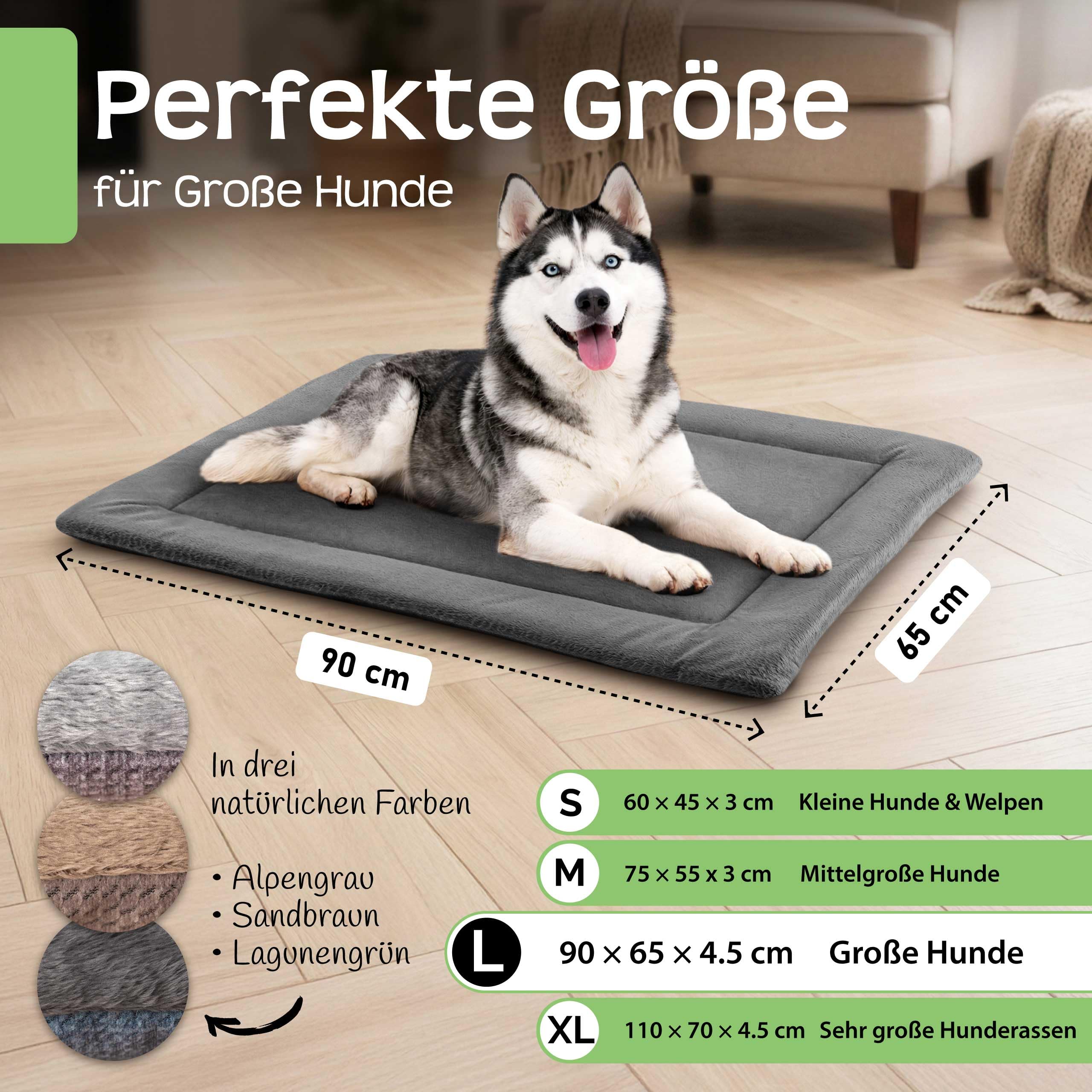 RAW Nature Hundedecke SAVO, L – 90x65x4,5 cm Lagunengrün, Flauschige Hundeliegedecke als Wendedecke, waschbar, für gängige Transportboxen geeignet