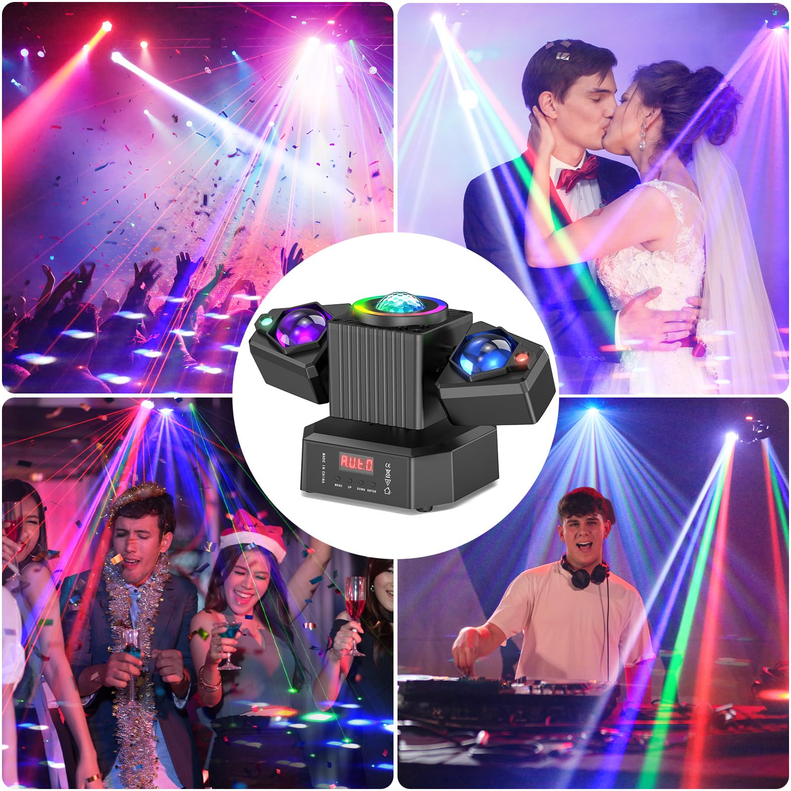 Faretto LED RGBW 4 in 1 65W Mini Moving Head con Telecomando DMX512 per Festa Discoteca DJ Bar