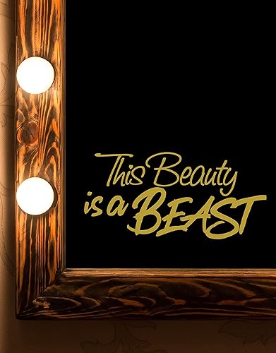Miniatura 9 de Calcomanías de pared con cita motivacional de autoestima "This Beauty is a Beast" para espejo, ventanas o paredes, decoración #6280 (negro, 4