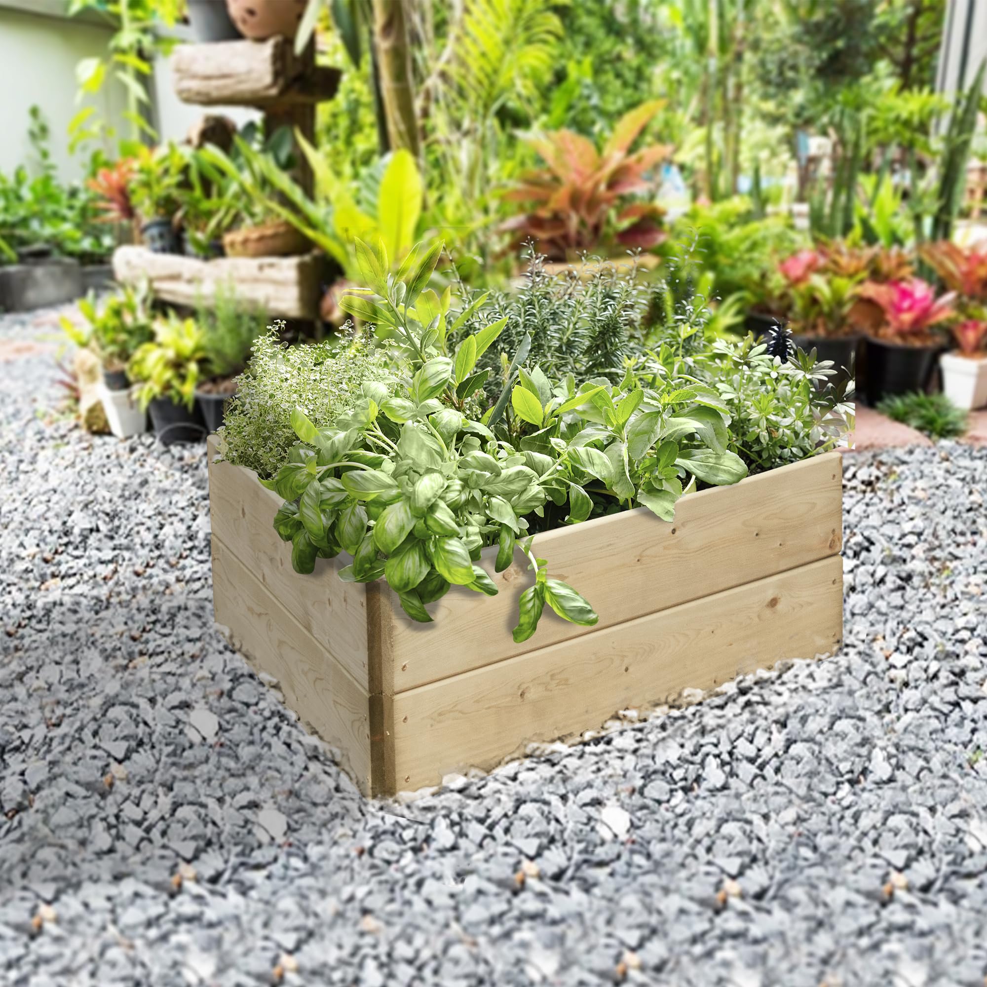 Greena Triangular Timber Raised Garden Planters For Outdoor Plants Vegetables Herbs Flowers Renewable Scandinavian Pine Pressure Treated For Long Product Life Made in the UK (90(L) cm x 30(H) cm)