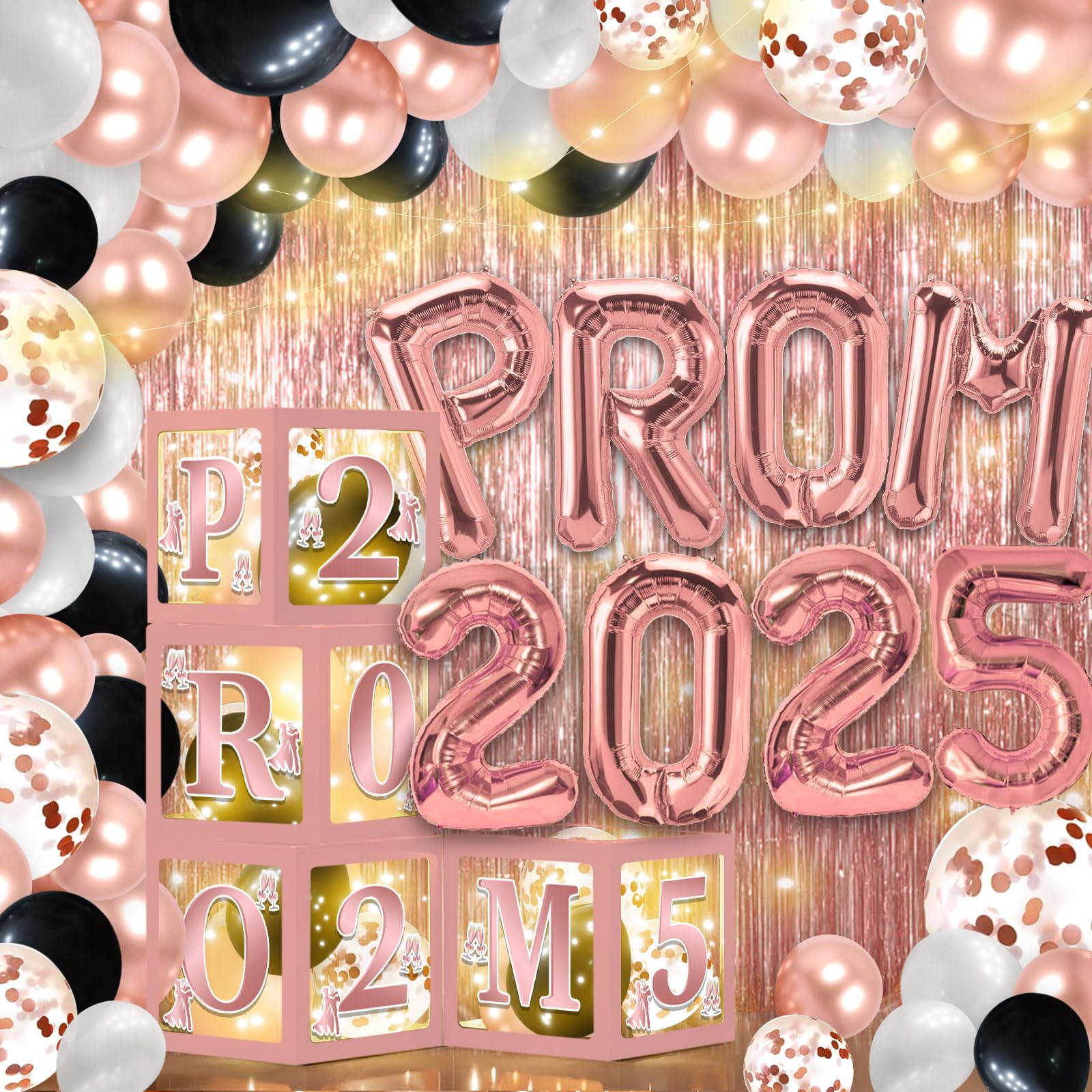 100Pcs Prom 2025 Balloon Boxes Decorations with LED Lights