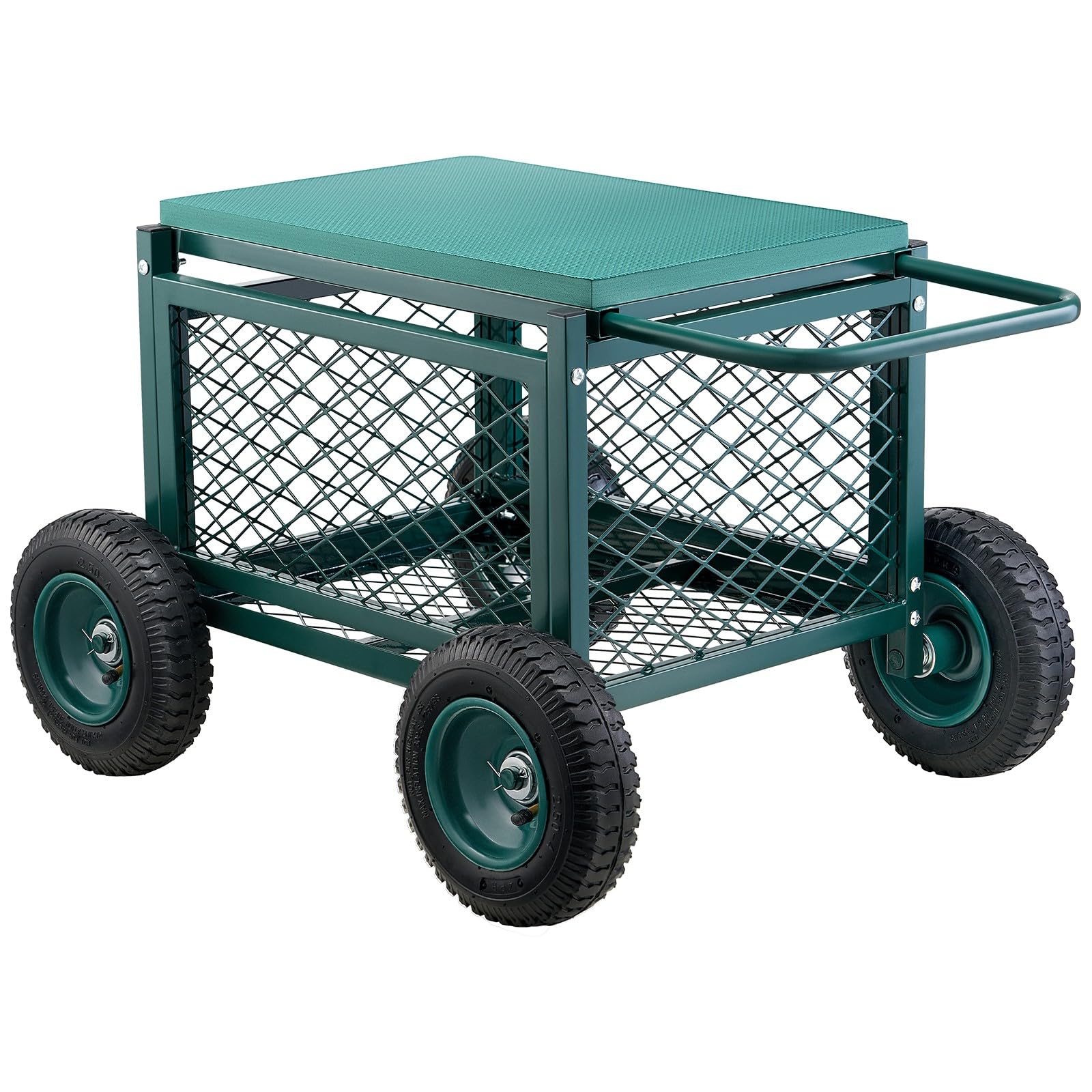 Carrello da giardino in metallo resistente, sedile da giardino su ruote, supporto portatile per la mobilità esterna per giardinieri, cura e lavori in giardino