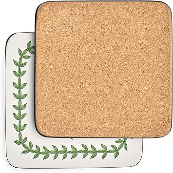 Portmeirion Botanic Garden Coasters (Set of 6) - Cork-Backed Board, Heat Resistant, Stain Resistance - Artistic Botanical Motifs for Tabletop Protection, Unique & Stylish Coasters for Home