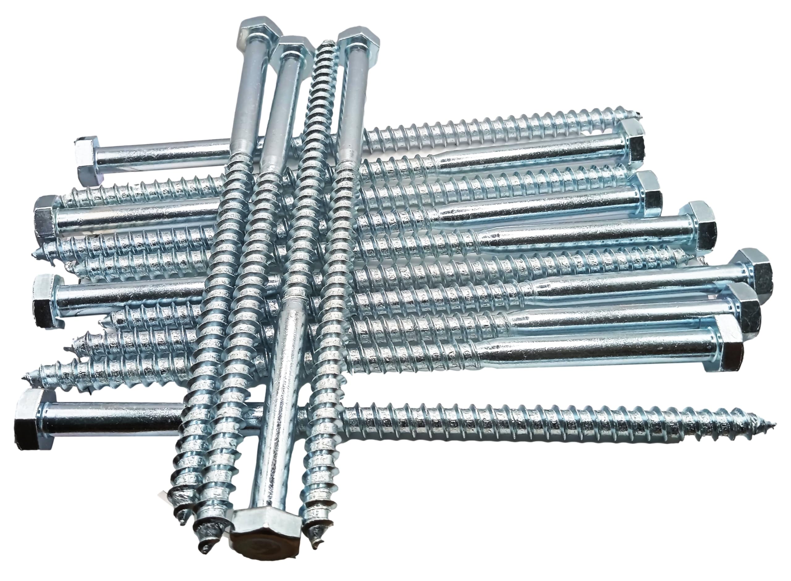 HAFD Heavy-Duty Sleeper Screws 10 x 200mm (8in) Zinc-Plated Pack of 10 Hex Head Lag Bolts for Wood to Concrete Fixings for Coach Screw Outdoor Use in Decking Fencing