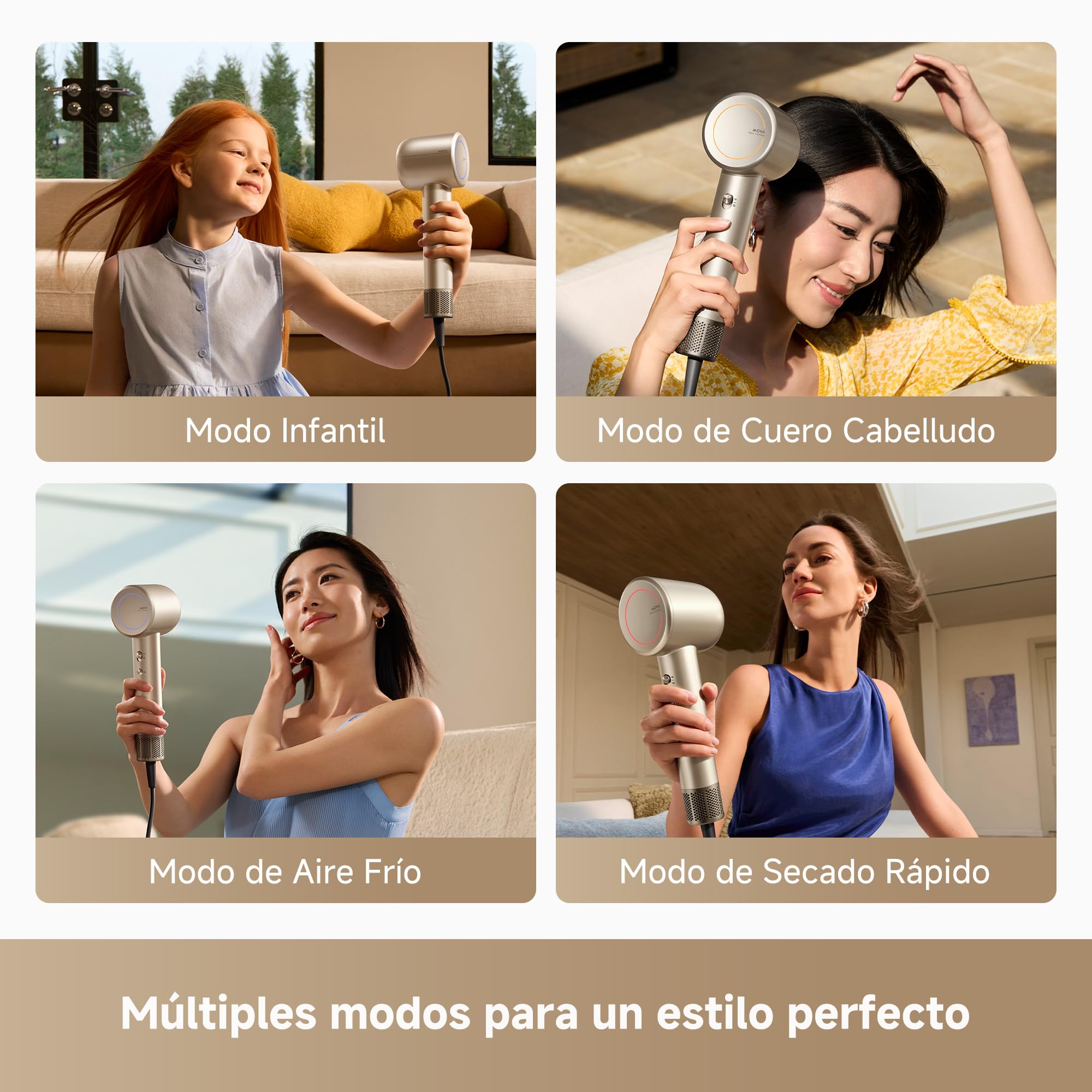 MOVA Shine 10 Secador de Pelo, Secado Rápido con Tecnología de Bloqueo de Humedad, Motor Brushless 110.000 RPM, Cuidado con Plasma, Thermo-Control NTC 1.000x/s, Perfecto para Salón y Viajes