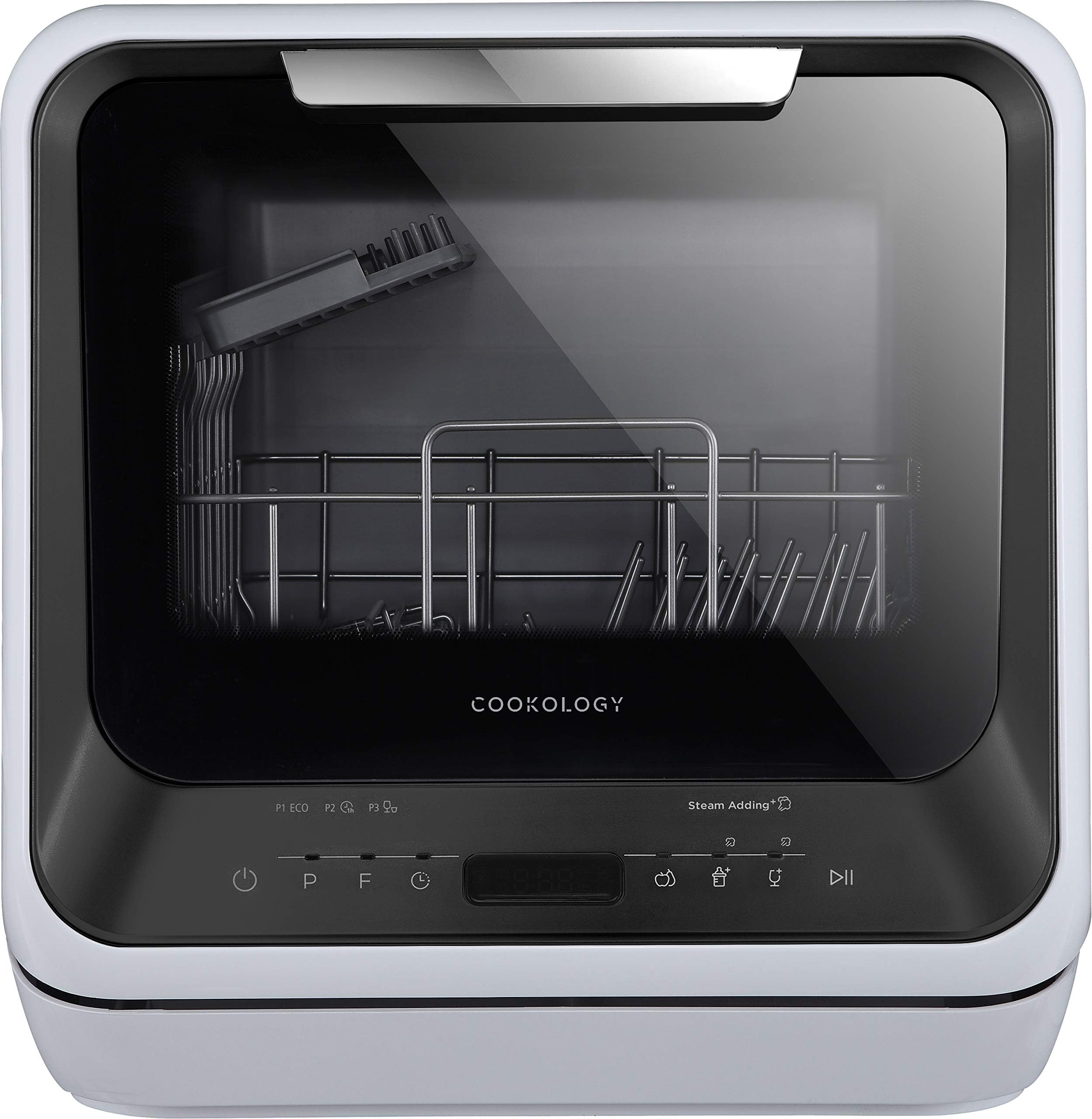 CookologyCMDW2 Compact Mini Portable Counter Top, Tabletop Dishwasher Small, 7 Wash Cycles with ECO Friendly Mode and Baby Bottle Rack - In Silver
