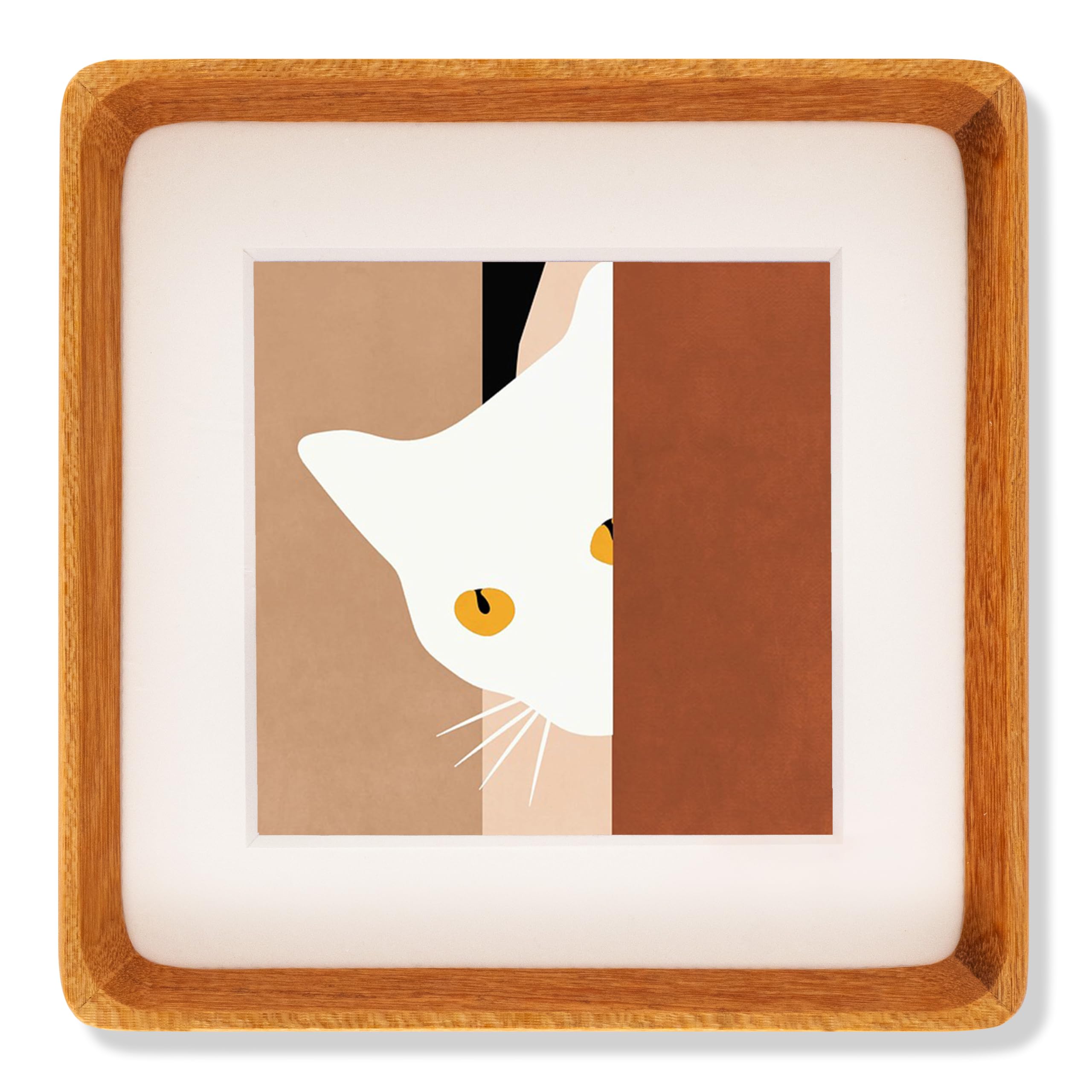 Recuerdos 5x5 Picture Frame Natural Teak Wood, Square 5x5 Wooden Photo Frame with 3.5x3.5 Mat for Gallery Wall Mount or Tabletop Display