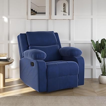 Softland Oscar Single Seater Fabric Manual Recliner (Blue)