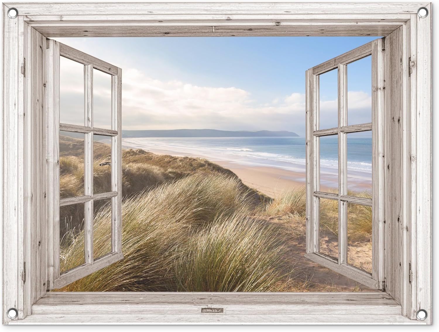 MuchoWow  Garden Poster 80 x 60 cm Outdoor Pictures Garden Decoration for Outdoor Weatherproof Garden Decoration Banner Privacy Mat Outdoor Picture Window View - Beach - Sea - Dunes - Beach Oat - Sand