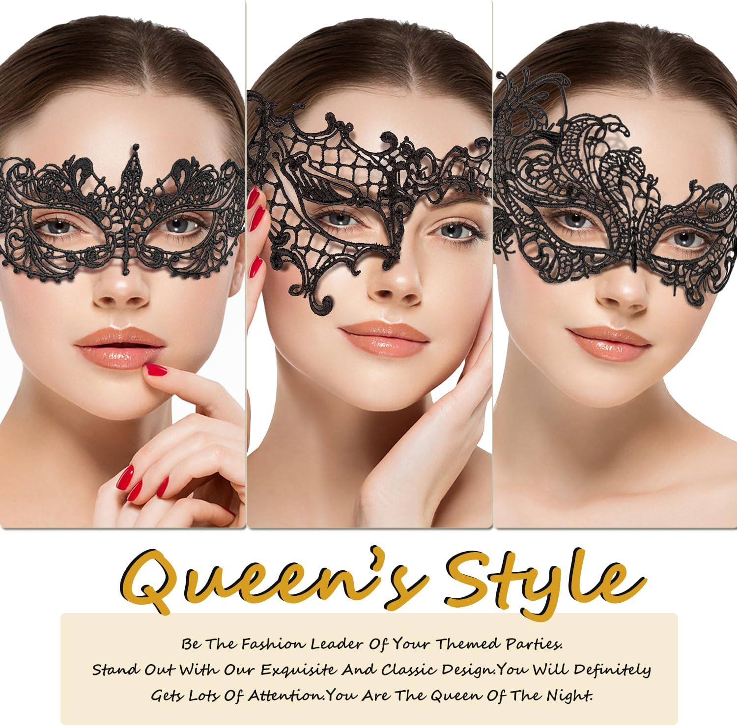 Masquerade Mask for Women Lace Masks for Venetian Party Costume Halloween Carnival - Image 5
