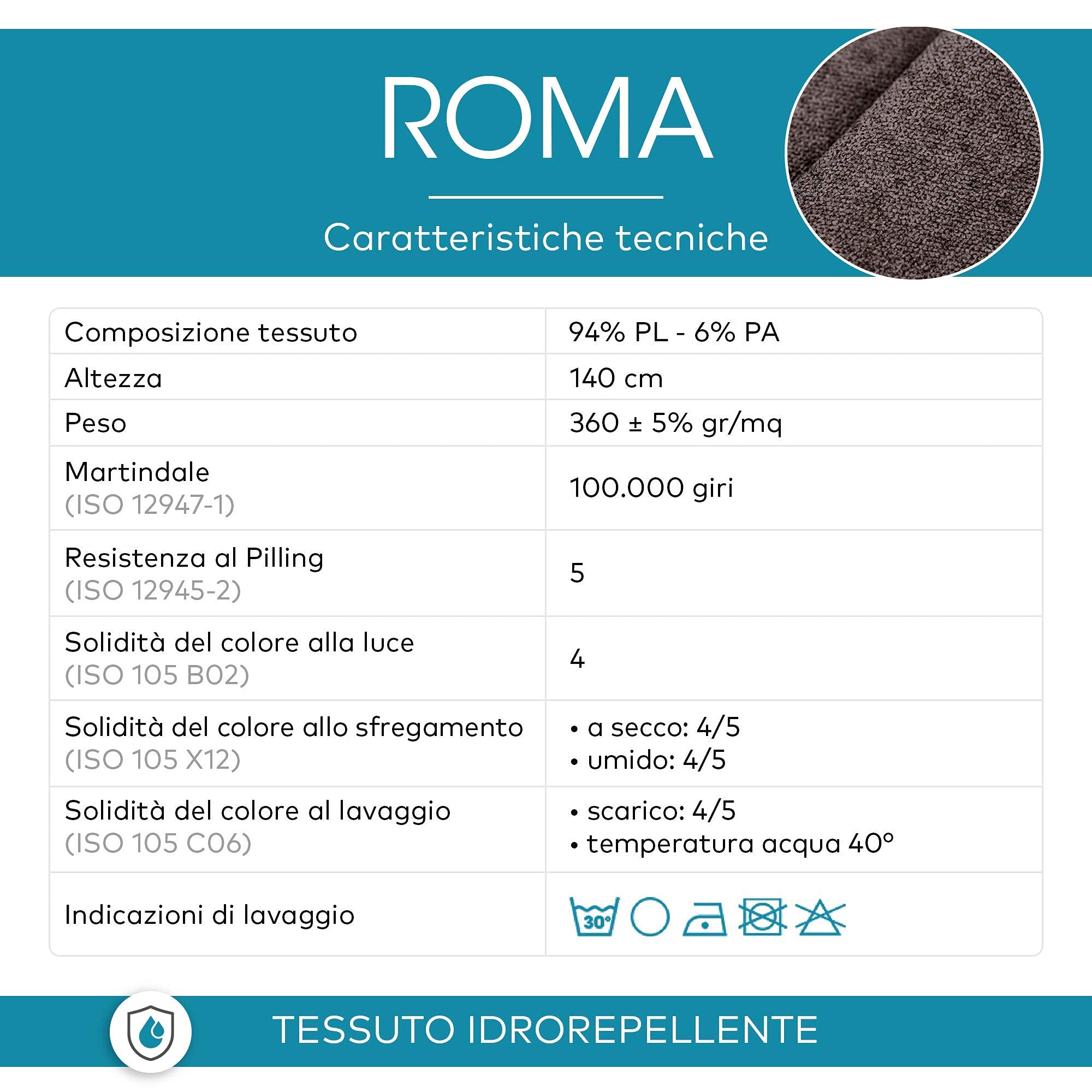 DESHOME Roma - Tessuto al Metro Idrorepellente Stoffa per divani, cuscini, tappezzeria, arredo (Grigio grafite, 1 metro)